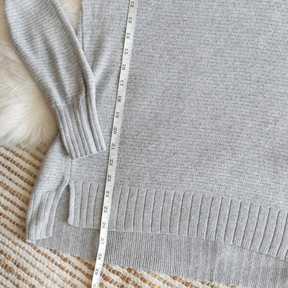 Old Navy Sweater Sz M Gray Marl Lightweight Knit Long Sleeve Boatneck Textured - Picture 5 of 5